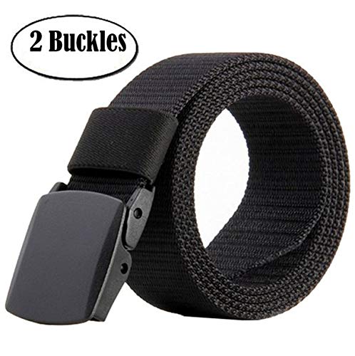 ALAIX Nylon Military Tactical Mens Waist Belt with Double Plastic buckles One Size Black-wave