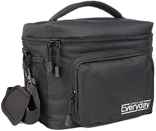 Insulated Lunch Bag (Black) — Freezer Safe  Nylon Durability  Zip Closure — Cooler Lunch Bag for Men  Women and Kids — Locks in Heat   Cold