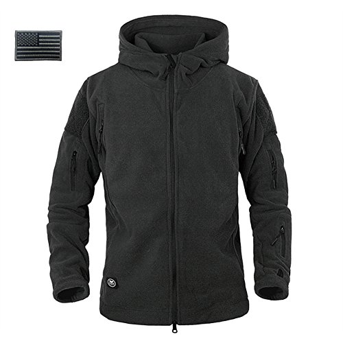 ReFire Gear Men's Warm Military Tactical Sport Fleece Hoodie Jacket ( Large  Black)