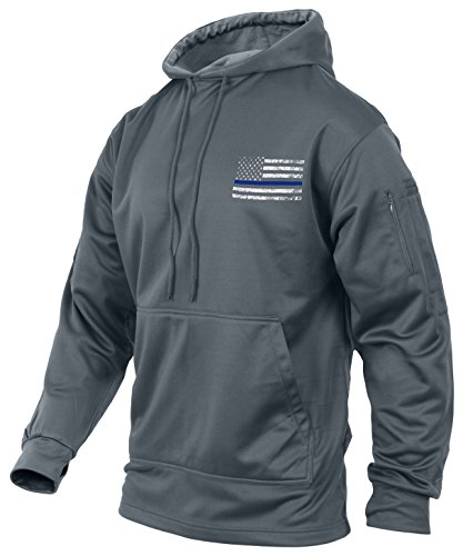 Rothco Thin Blue Line Concealed Carry Hoodie  Grey  Large 1 Rothco Thin Blue Line Concealed Carry Hoodie  Grey  Large