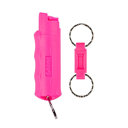 SABRE Red Pepper Spray - Police Strength - with Durable Pink Key Case  Finger Grip  Quick Release Key Ring  25 Bursts (Up to 5x Other Brands)   10-Foot (3M) Range - Supports National Breast Cancer Foundation (Over  1 25 Million Donated so Far )