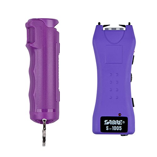 Sabre Pepper Spray   Stun Gun Self-Defense Kit— Police Strength Red Pepper Spray  Plus a Compact  Stylish   Powerful Purple Stun Gun with Flashlight