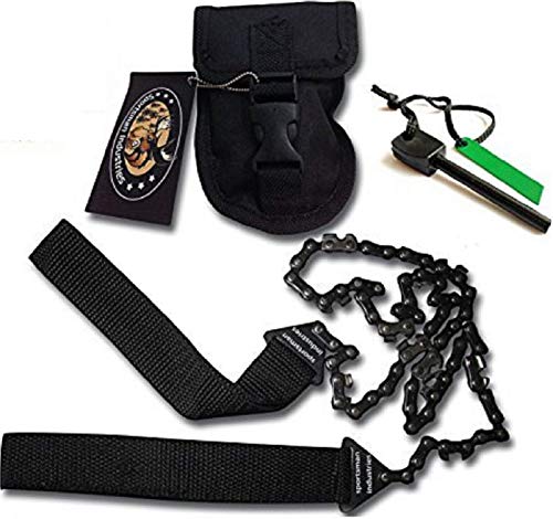 Sportsman Pocket Chainsaw 36 Inch Long Chain   FREE Fire Starter Best Compact Folding Hand Saw Tool for Survival Gear  Camping  Hunting  Tree Cutting or Emergency Kit  Replaces Your Pruning   Pole Saw