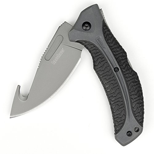 Kershaw LoneRock Folding Gut Hook Knife (1898GH) 3 5 In  8Cr13MoV Steel Blade with K-Texture Grip for Skinning  Butchering and Caping Hunting Game  Manual Opening with Nylon Sheath  5 3 oz
