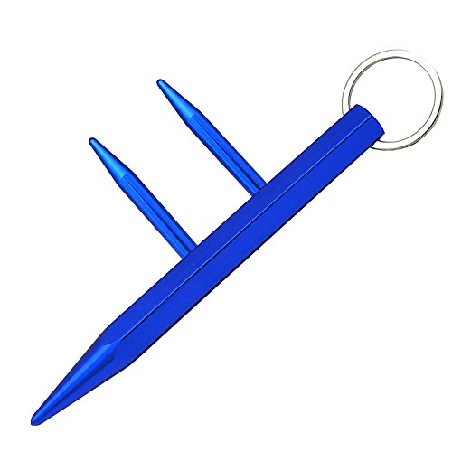 Kubaton Keyring aluminum Blunt Force in Black  Self Defense Weapon for Men   Women (Blue with handle)