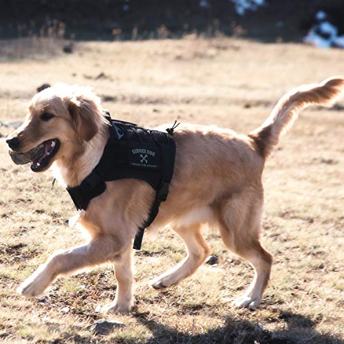 OneTigris Tactical Service Dog Vest – Water-Resistant Comfortable Military Patrol K9 Dog Harness with Handle (Medium  Black)