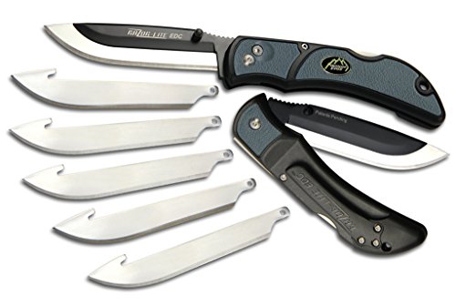 Outdoor Edge RazorLite EDC Gray  RLY-50C  Replaceable Razor Blade Folding Pocket Knife with Pocket Clip and 6 3 5 Inch Replacement Blades