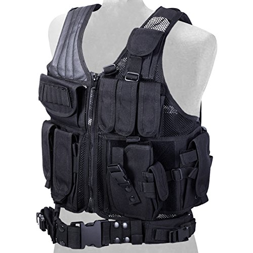 REEHUT Breathable Tactical Vest with Numerous Pouches - Combat Training Vest Adjustable for Adults Suitable for Special Mission  Combat Training  Field Operations and Military Fans