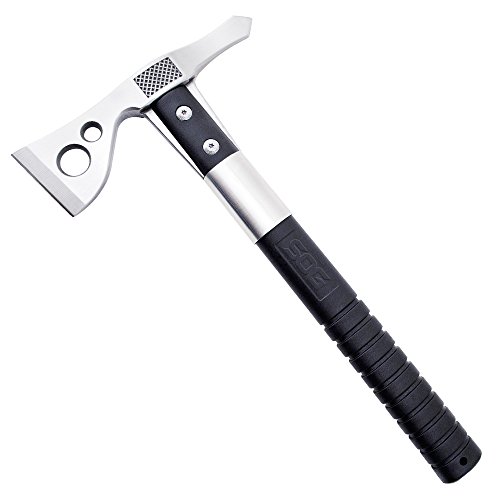 SOG Tactical Axe with Sheath - “FastHawk” F06PN-CP Stainless Steel Throwing Hatchet and Chopping Axe with 2” Blade for Tomahawk Axe and Camping Axe Use
