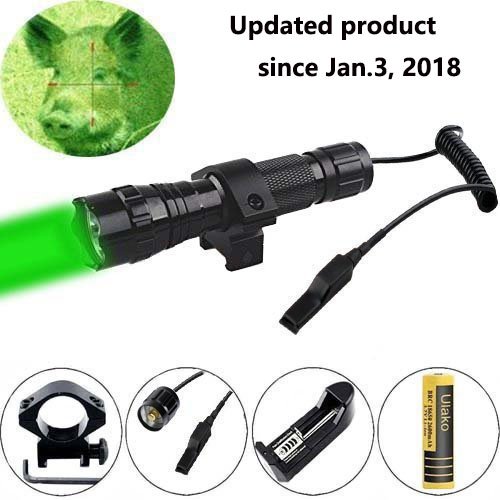 Ulako Green Light LED Coyote Hog Pig Varmint Predator Hunting Light Flashlight with Remote Pressure Switch