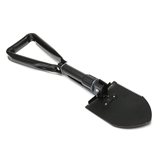 YTech Portable Folding Shovel Camping Military Survival Pick- For Car Garden Multitool Pick Snow Mini Accident entrenching Tool Steel Handle   Hiking  Backpacking  Gardening - with Carrying Pouch