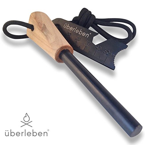 überleben Zünden Fire Starter   5 16”  3 8” or 1 2” Thick Bushcraft Fire Steel with Handcrafted Wood Handle   12 000-20 000 Strikes   Traditional Survival Ferro Rod   Neck Lanyard   Traditional 5 16